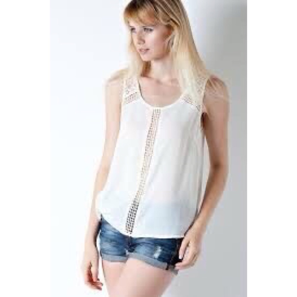 MOD Boutique Crochet Slit Back Tank Top
